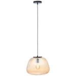 Brilliant Kaizen Luce Pendente Vetro Luce Pendente Metallo Nero Beige | 350mm - Adatto per 1x E27