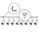 Set completo 1-Fase Rail L 2 x 2 Metro Bianca | incl. 8x Faretti + GU10 2700K 3W Dimmerabile + Tappo Di Chiusura, Connettore di Alimentazione e L -Connettore