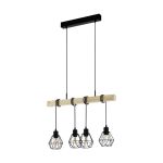 Eglo Luce Pendente Townshend 5 Acciaio Legna Nero | IP20 - Adatto per 4x E27 